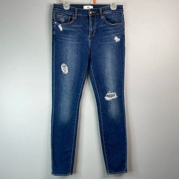 AOS Articles Of Society Sharon Skinny Jeans Nevada Blue Dark Wash Distressed 28 - Picture 12 of 12